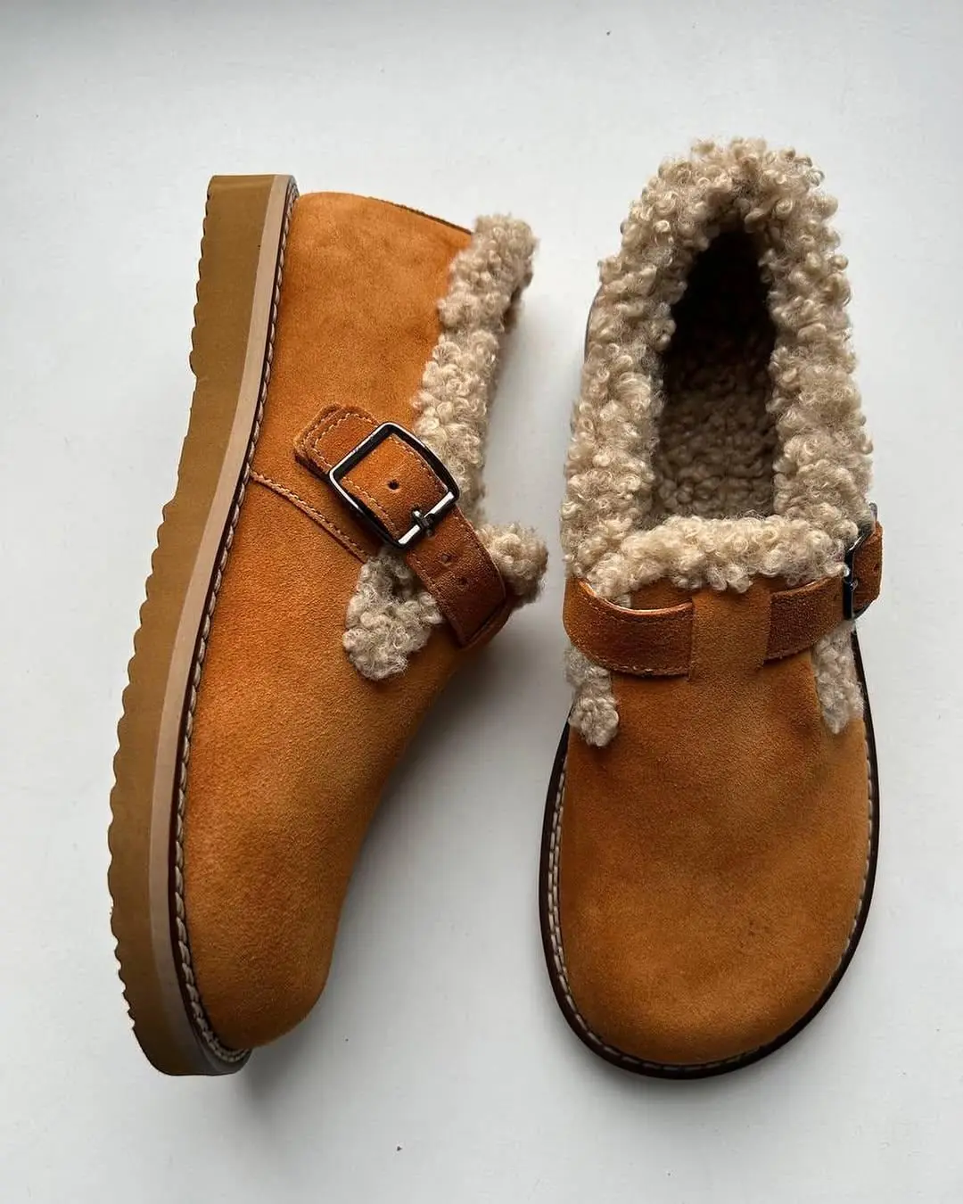 Anatomical Clogs Women Handmade Suede Winter Fur Lined